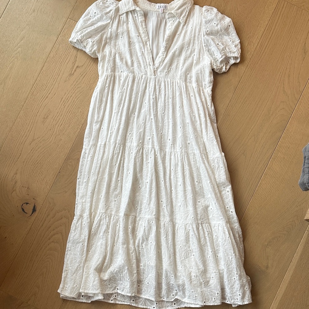 TCEC Ivory Eyelet Midi Dress